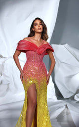 3 of 5 Modessa Couture M24633 Fuchsia Yellow