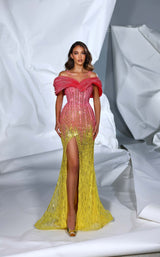 1 of 5 Modessa Couture M24633 Fuchsia Yellow