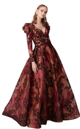 1 of 2 MNM Couture N0266 Burgundy