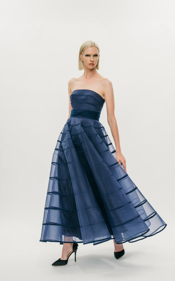 black tube top dress near me Paulina Cut Out Strapless Maxi / | MESHKI size:XLARGE while the side slit Collection-Flower-Girl Clementine High Low Ruffle