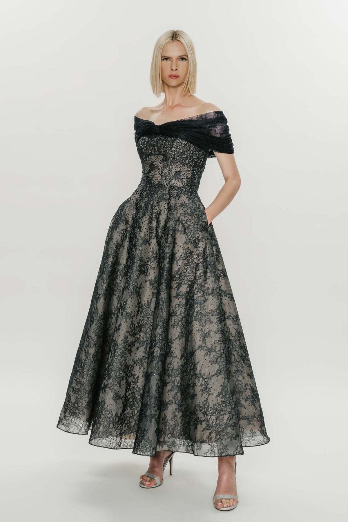 blue dress for baby girl Park 108 M443 Prom Dress - Black/Black