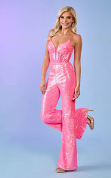 1 of 8 Rachel Allan 70589 Jumpsuit Hot-Pink