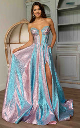 1 of 6 Rachel Allan 70754 Turquoise/Pink