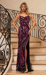 4 of 8 Rachel Allan 70806 Black/Fuchsia