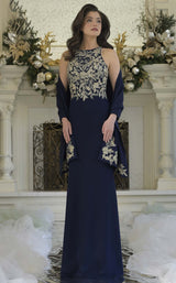2 of 4 Rina Di Montella RD3345 Navy/Gold