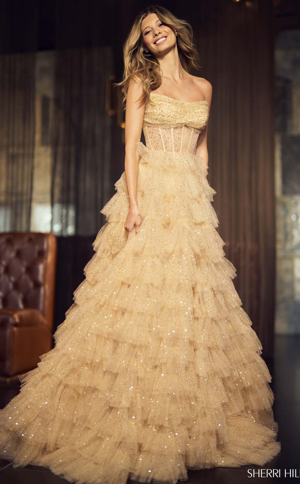 Sherri Hill 55950 Dress Gold