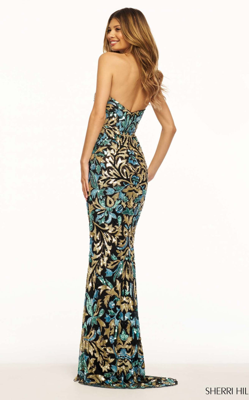 Sherri Hill 56080 Black-Gold-Light-Blue