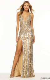 3 of 5 Sherri Hill 56316 Nude-Silver-Gold