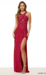 1 of 3 Sherri Hill 57220 Fuchsia Red