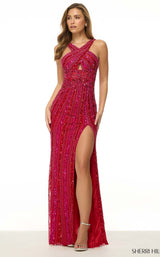 2 of 3 Sherri Hill 57220 Fuchsia Red
