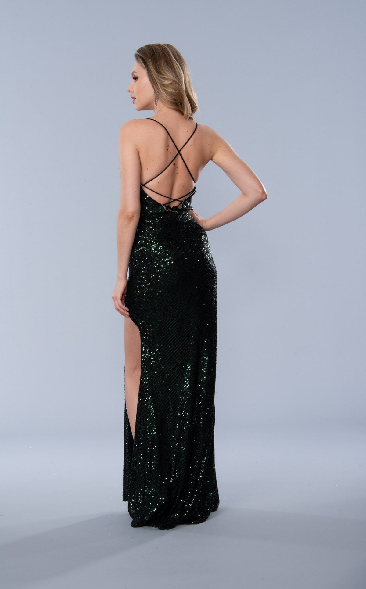 green emerald velvet dress Stella Couture 24239 Floral Sequin Prom Long Formal Dress Blue / 10