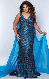 1 of 4 Sydneys Closet JK2407 Fuchsia-Sky