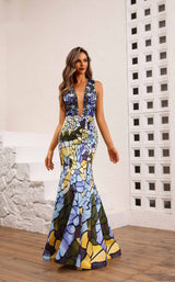 1 of 3 Terani 251P4146 Blue Multi