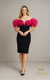 1 of 2 Terani 261C6505 Black/Fuchsia