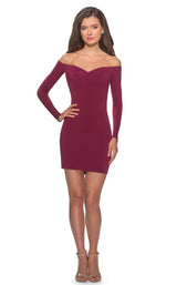 2 of 8 La Femme 28212 Dress Dark Berry