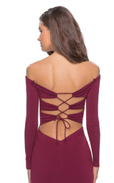 8 of 8 La Femme 28212 Dress Dark Berry