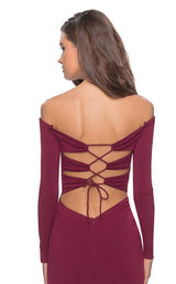 8 of 8 La Femme 28212 Dress Dark Berry