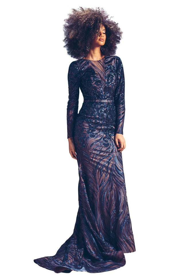 MNM Couture N0378 Navy Blue