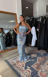 3 of 19 Jovani 05664 Iridescent Blue