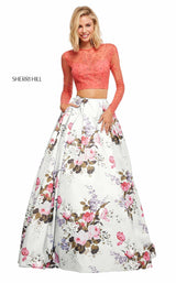 3 of 10 Sherri Hill 52717 Coral-Ivory-Print