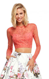 8 of 10 Sherri Hill 52717 Coral-Ivory-Print