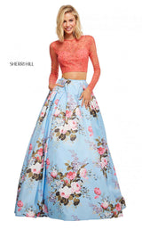 1 of 10 Sherri Hill 52717 Coral-Blue-Print