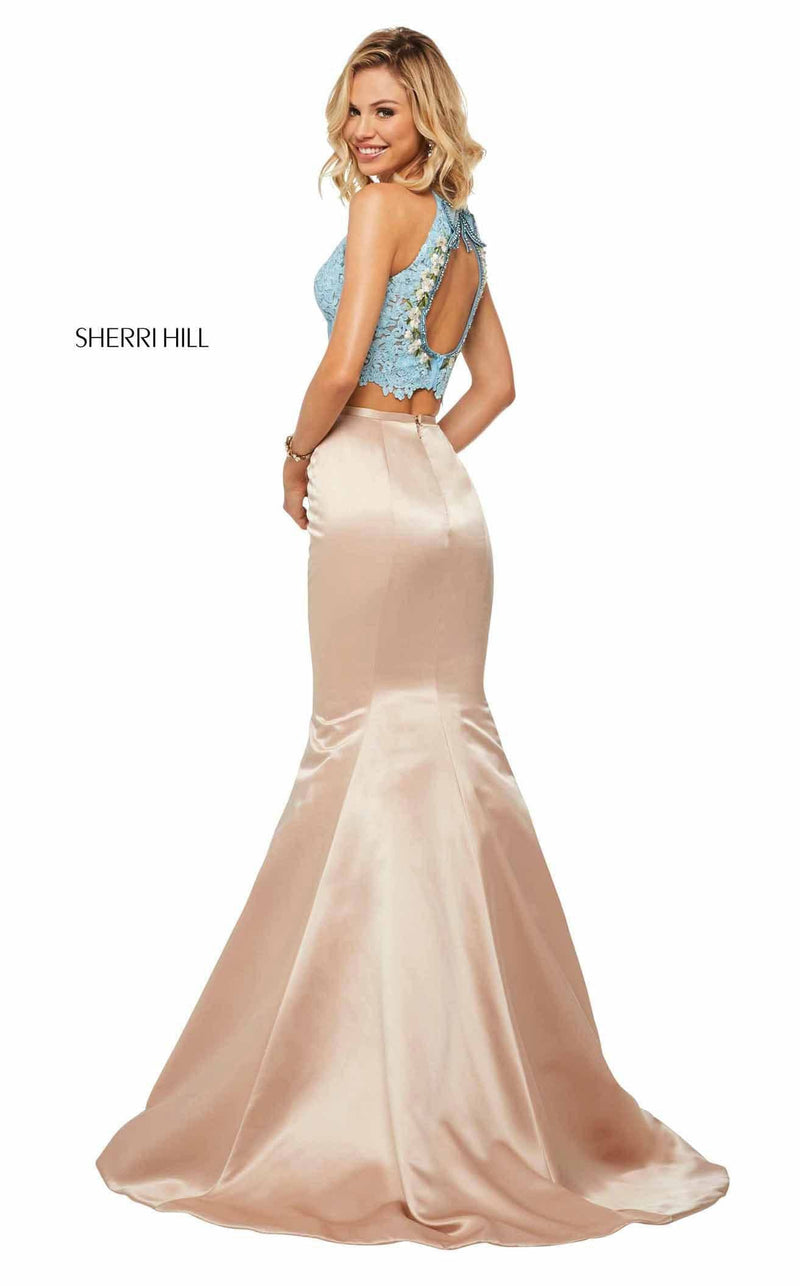 Sherri Hill 52851 Light Blue/Nude