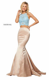 4 of 10 Sherri Hill 52851 Light Blue/Nude