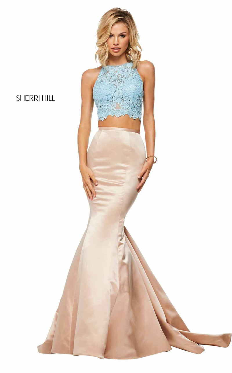 Sherri Hill 52851 Light Blue/Nude