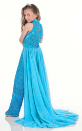 4 of 4 Rachel Allan Perfect Angels 10008 Jumpsuit Neon-Ocean-Blue