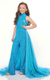 2 of 4 Rachel Allan Perfect Angels 10008 Jumpsuit Neon-Ocean-Blue
