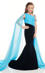 2 of 4 Rachel Allan Perfect Angels 10013 Dress Navy-Turquoise