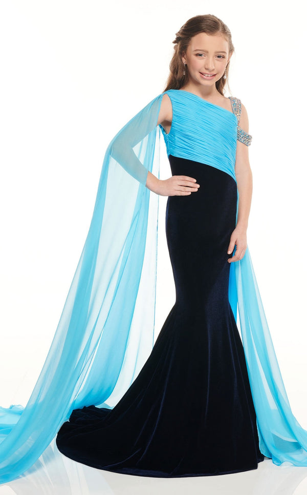 Rachel Allan Perfect Angels 10013 Dress Navy-Turquoise