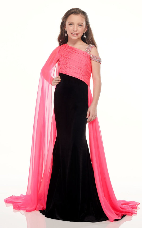 Rachel Allan Perfect Angels 10013 Dress Black-Hot-Pink