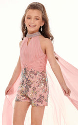 3 of 4 Rachel Allan Perfect Angels 10016 Jumpsuit Blush-Iridescent