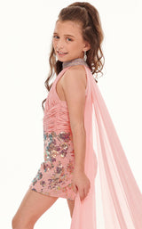 4 of 4 Rachel Allan Perfect Angels 10016 Jumpsuit Blush-Iridescent