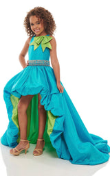 1 of 4 Rachel Allan Perfect Angels 10031 Childrens Dress Bright-Turquoise-Lime-Green