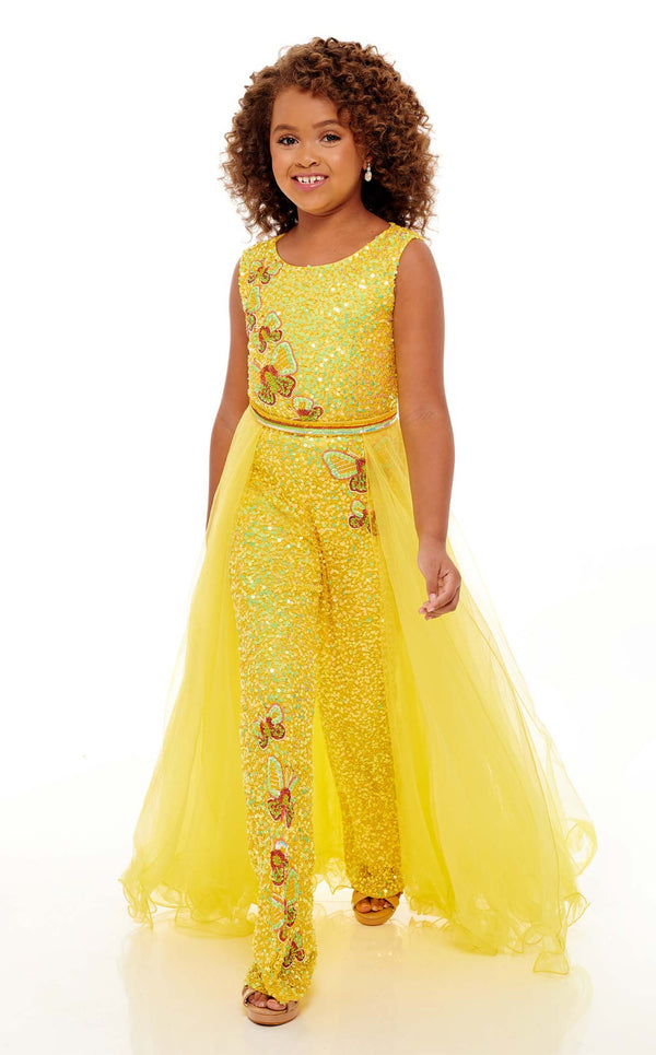 Rachel Allan Perfect Angels 10081 Childrens Dress Yellow-Multi