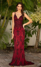 1 of 2 Primavera Couture 11046 Dress Burgundy