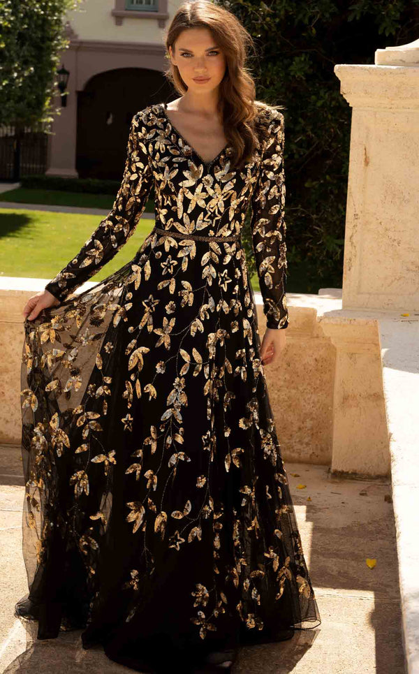 Primavera Couture 11062 Dress Black-Gold