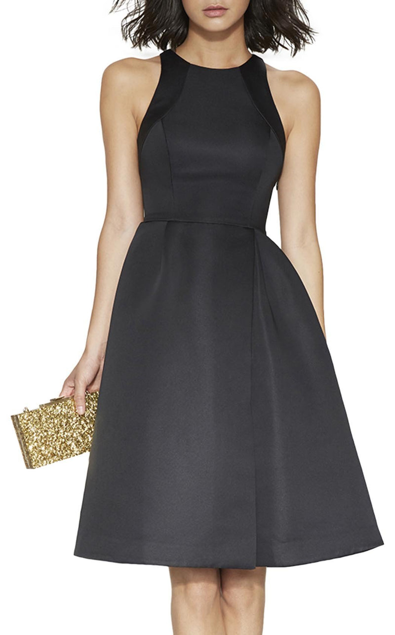 halston heritage black cocktail dress Black Flounce Gown