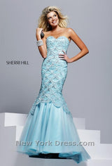 2 of 2 Sherri Hill 2018 Aqua/Silver