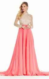 1 of 3 Ashley Lauren 1276 Dress Coral-Two-Tone