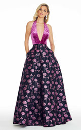 1 of 2 Ashley Lauren 1296 Dress Raspberry-Multi