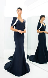 1 of 7 Daymor 1360 Dress Navy-White