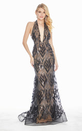 2 of 3 Ashley Lauren 1374 Dress Black-Nude