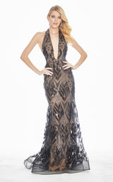 1 of 3 Ashley Lauren 1374 Dress Black-Nude