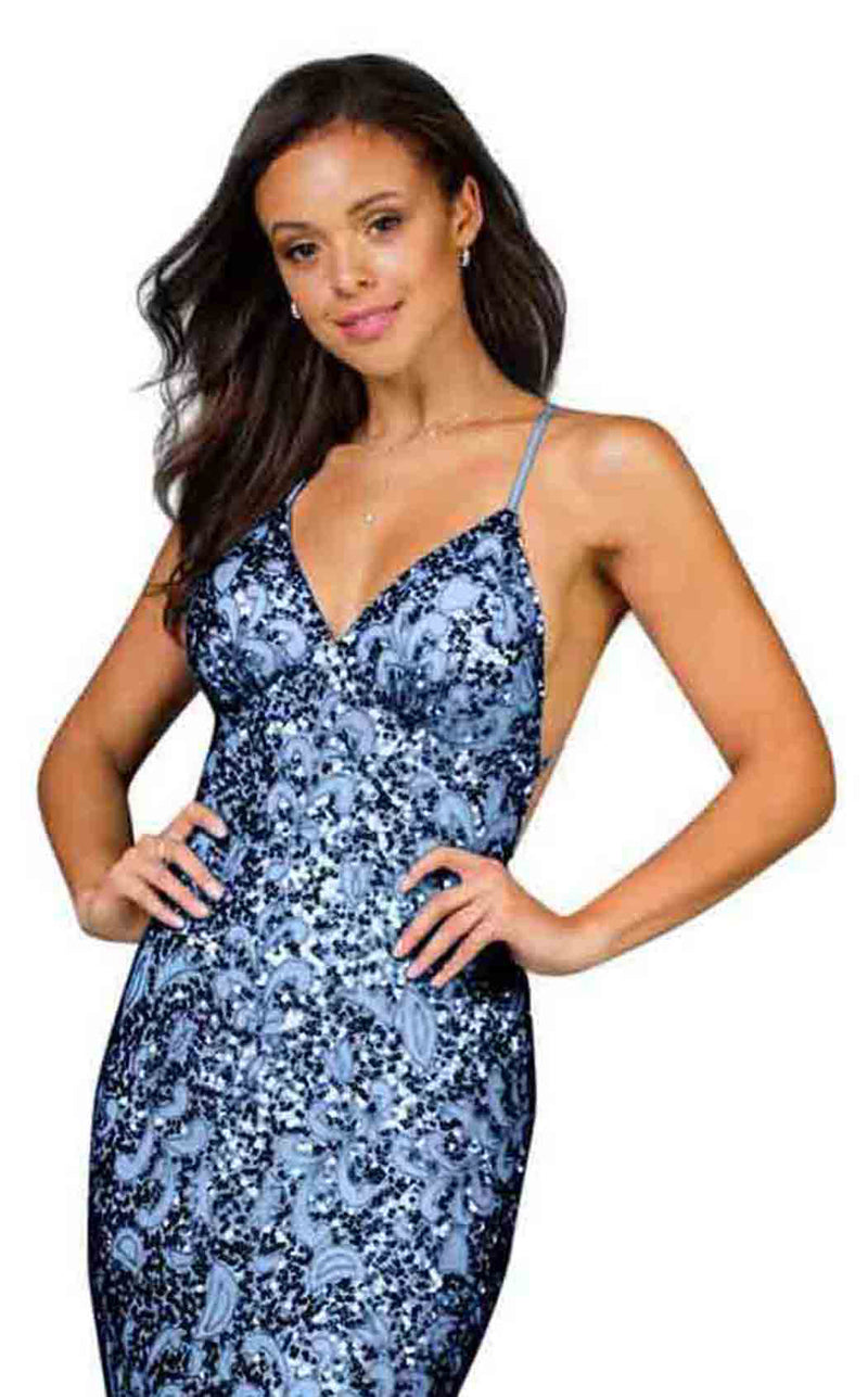 scala navy blue dress Scala Open Back Beaded Dress 48793