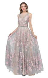 1 of 4 Cecilia Couture 1496 Silver-Floral-Embroidered