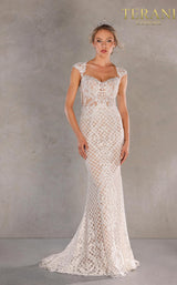 2 of 3 Terani 1811GL6477 Dress Ivory-Nude